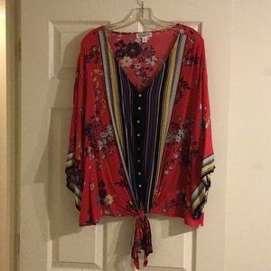 Coral and blue Wm sz 2x tunic